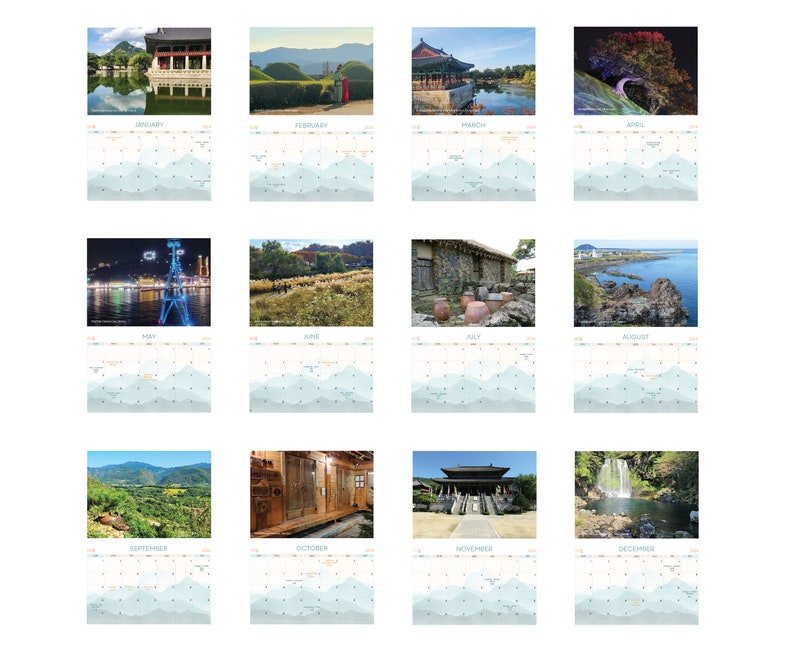 2024 Printable Korean Calendar Lunar Seasons Korean Holidays Etsy