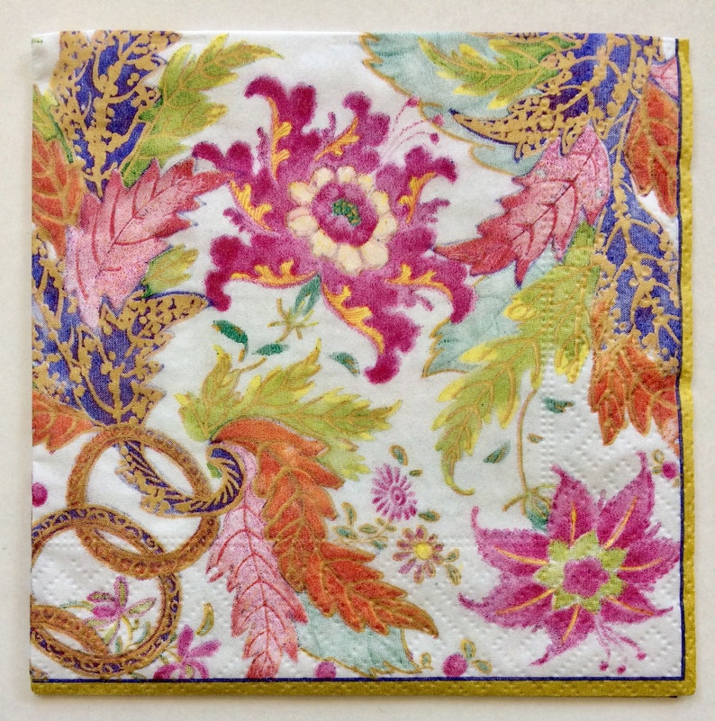 Tobacco Leaf Decoupage Napkins 3 Elegant Caspari Etsy