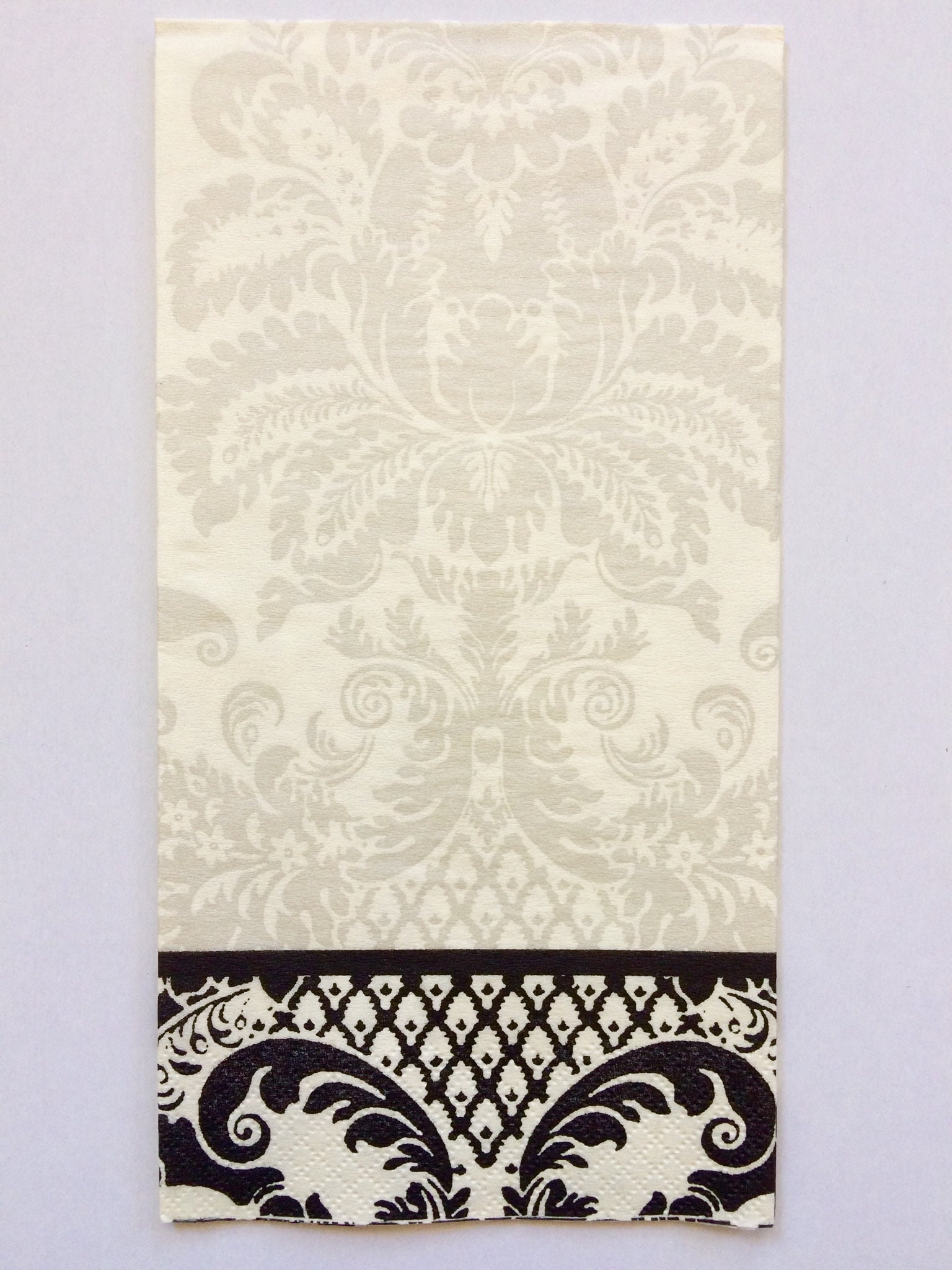 Black Damask Decoupage Napkins 3 Jacquard Paper Napkins Etsy