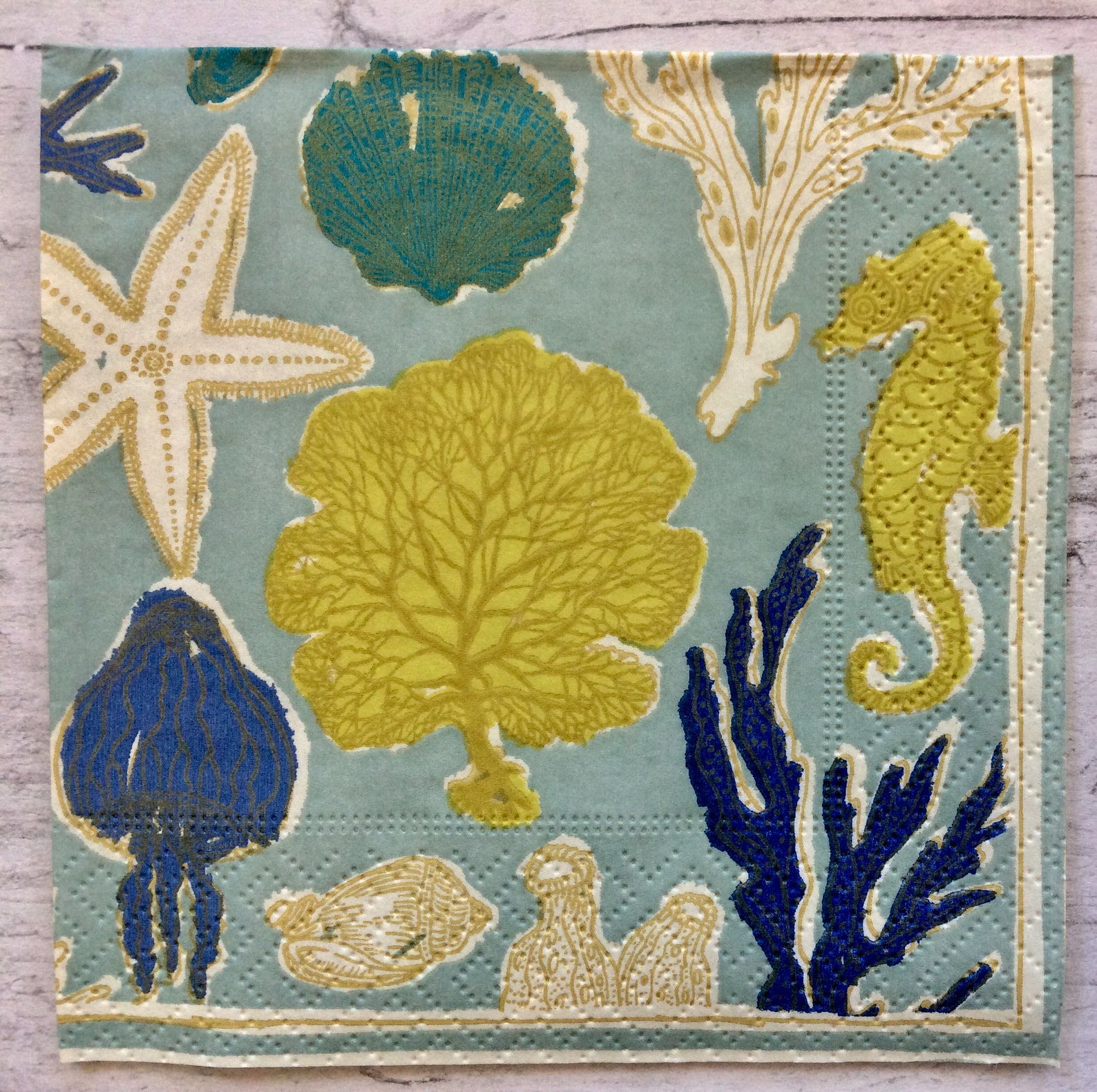 Sea Life Decoupage Napkins / 3 Sealife Paper Napkins / Aqua Etsy