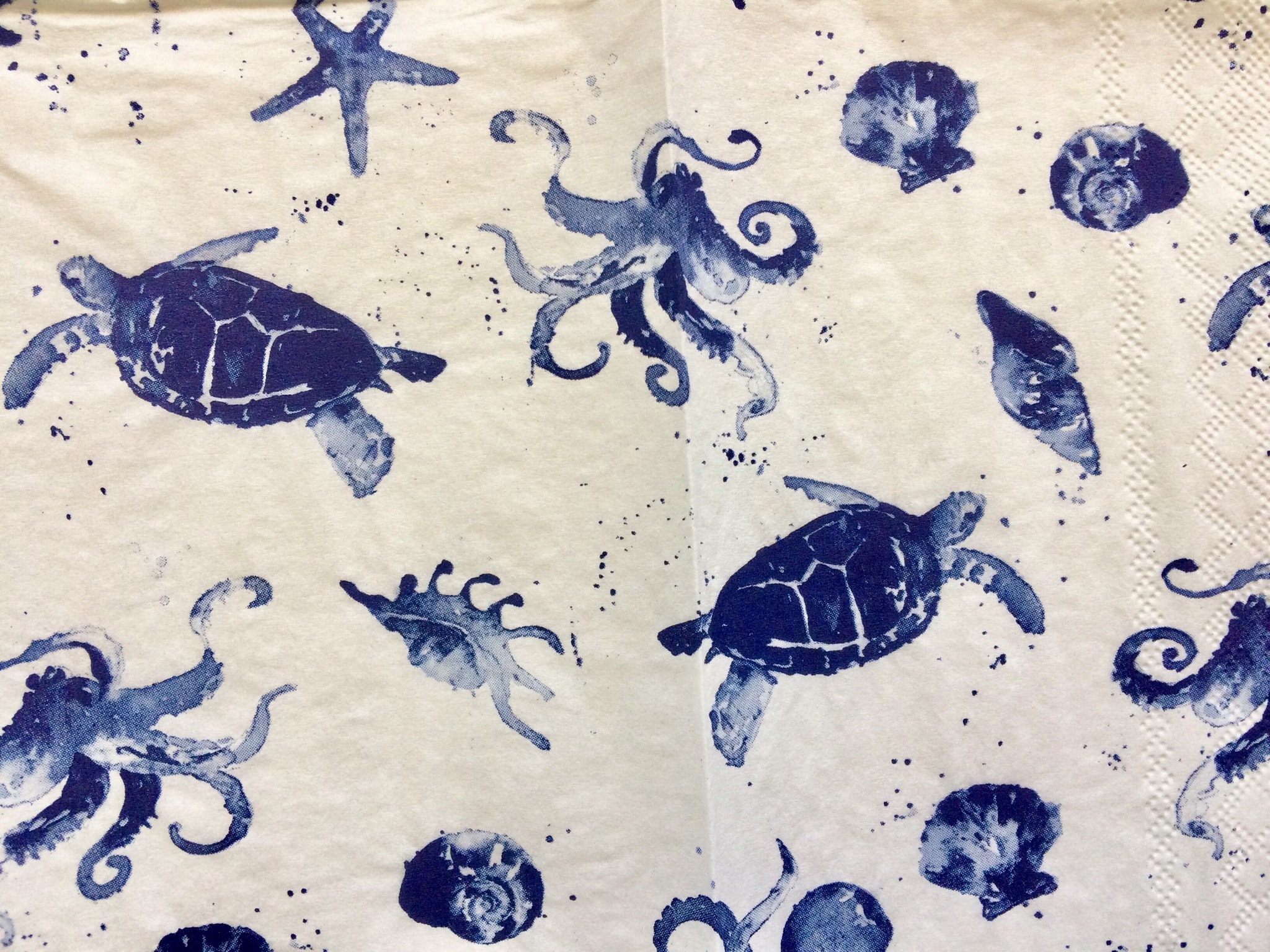 Sea Life Decoupage Napkins 2 Blue Octopus Paper Napkins Etsy