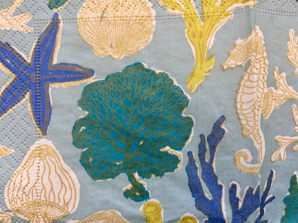 Sea Life Decoupage Napkins / 3 Sealife Paper Napkins / Aqua Etsy