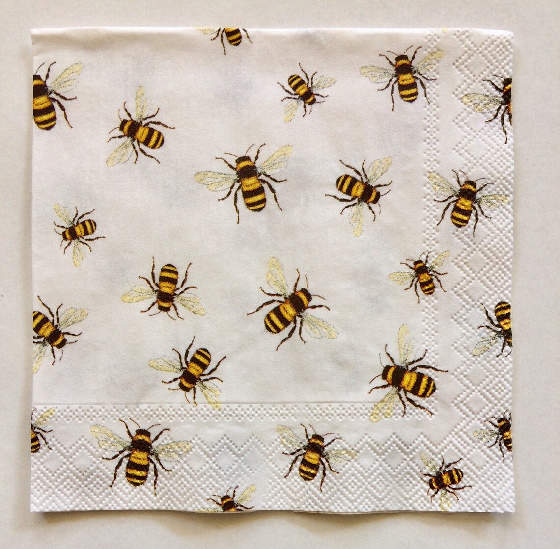 Bees Decoupage Napkin 3 Bumblebee Paper Napkins Insect Etsy