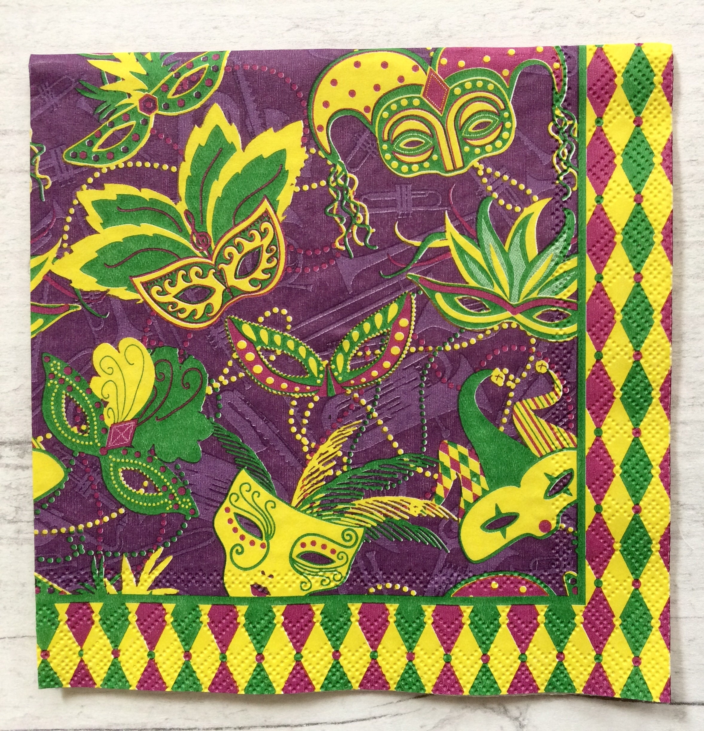 Mardi Gras Decoupage Napkins 3 Mask Paper Napkins Etsy