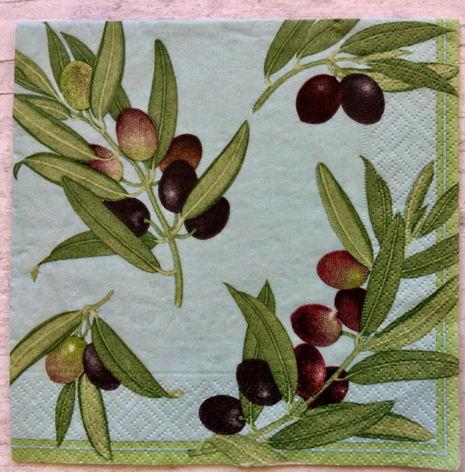 Vintage Paper Napkins for Decoupage 2 Olive Branch Napkins Etsy