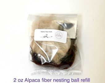 Alpaca Fiber Nesting Ball Refill - Natural Bird Nest Material, 2 oz