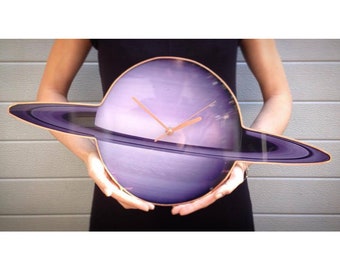 Saturn Planet, Magic Clock, Glow in Dark, Celestial Sky, Silent Wall Clock, Unusual Clock, Home Wall Clock, Celestial Clock, Capricorn Gift