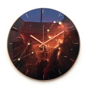 Leo Constellation, Leo Sign Gift, Zodiac Leo, Wall Decor, Dark Clock, Modern Wall Clock, Living Room Clock, Celestial Decor, Big Wall Clock image 2