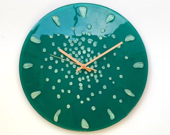 River City Clocks Black Curved Glass Clock with Green Dots River City Clocks Black Curved Glass Clock with Green Dots