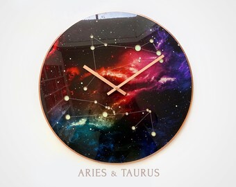 Taurus + Gemini, Wedding Gift Clock, Gift for Couple, Constellation Clock, Anniversary Gift, Wedding Anniversary Gift, Boyfriend Gift