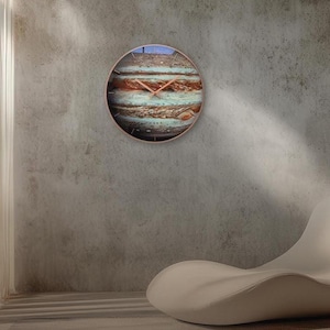 Reloj de pared gigante de cristal de Júpiter: decoración celestial moderna que brilla en la oscuridad, hasta 91 cm.