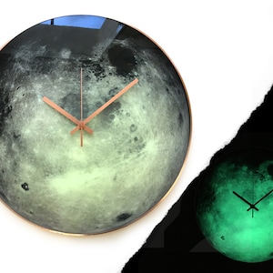 Celestial Moon-inspired clock with a glow-in-the-dark effect. Handcrafted with care, this astrology-themed wall clock is perfect for yoga or modern interiors. A unique zodiac gift for Cancer, it adds a magical touch to any space.