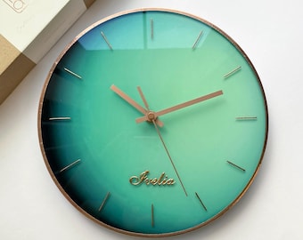 Personalized Uranus Planet Glass Wall Clock: Glow in Dark Astrology Decor