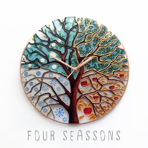 his unique 4 Season Clock combines modern design with the beauty of nature. A large wall clock that makes a statement in any room, perfect for lovers of art and vibrant decor!