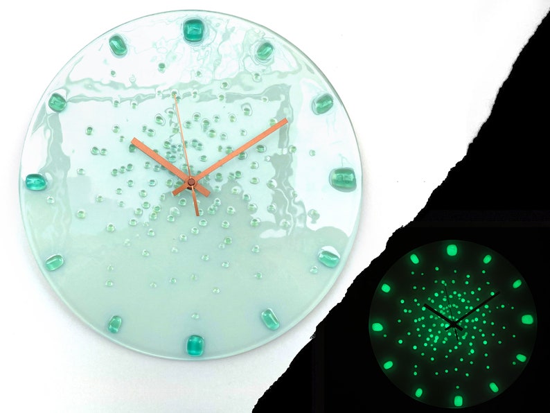 White Fused Glass Wall Clock White Wall Clock 10 Etsy