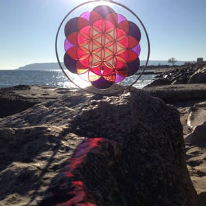 Flower of life, Stained Glass Mandala , Sacred Geometry Art, Stained Glass SUNcatcher, Wall Нanging, Wall Decor, Yoga Gift, Yoga Decoration image 7