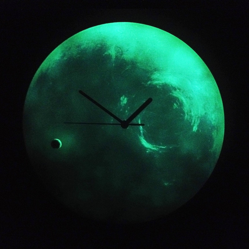 Unique Neptune wall clock made of blue glass, perfect for nautical themes. This large clock adds a touch of elegance to your space and serves as a stunning gift for anyone who loves astrology and the Pisces sign. Unusual wall clock. Quirky clock.