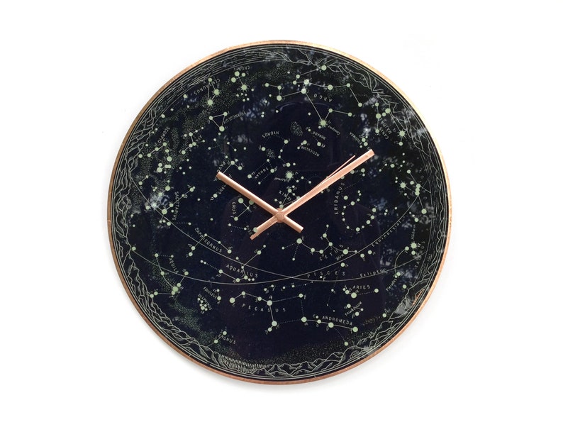 Vintage Star Clock Stellar Constellations Celestial Sky Etsy