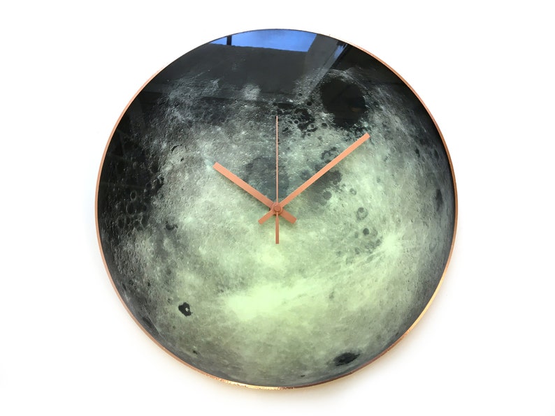 Moon Wall Clock, Moon Glow Clock, Planetary Decor, Glow In The Dark, Large Wall Clock, Space Clock, Cancer Sign, Oversized Clock,Lunar Clock image 3