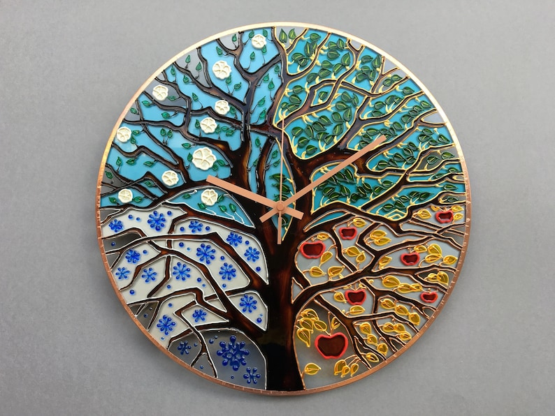 Large Wall Clock Unique Wall Clock Glass Clock Kitchen Etsy