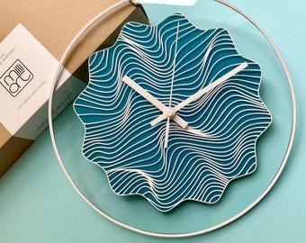 Türkis Mandala Glas Uhr: Nautisches Strand Dekor, Lautloses Uhrwerk & Große Größen