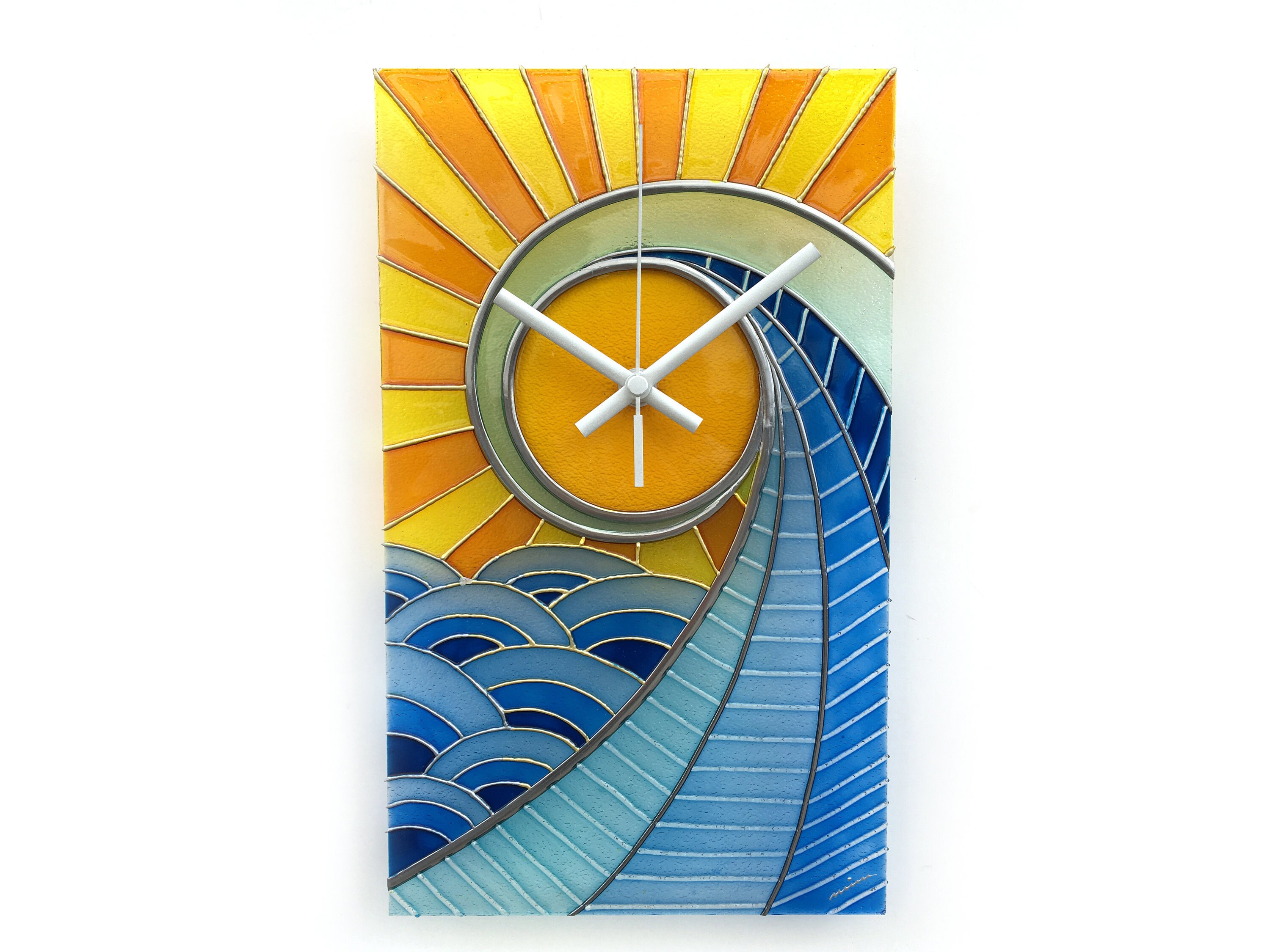 Nautical Wall Decor Stained Glass Clock Nautical Clock Etsy Canada