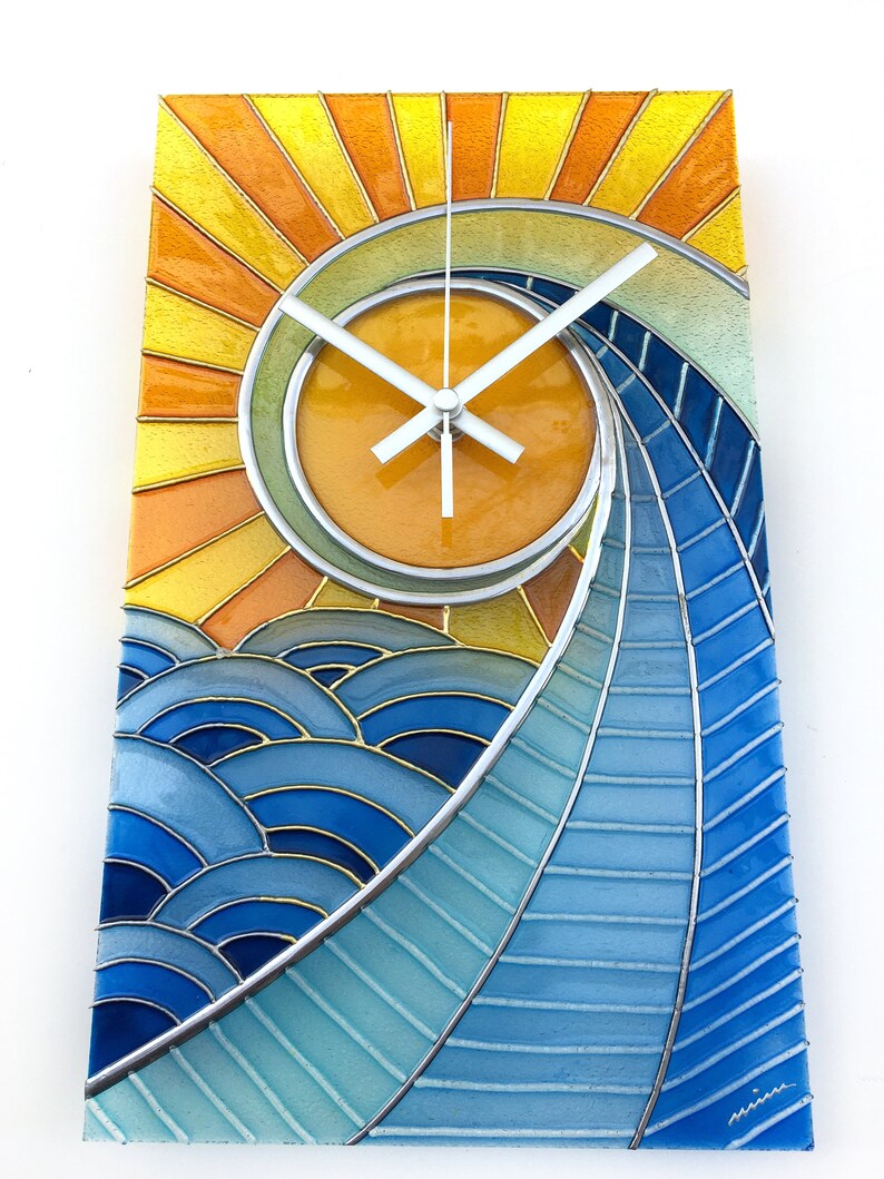 Nautical Wall Decor Stained Glass Clock Nautical Clock Etsy Canada