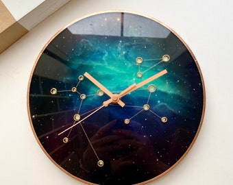 Sirius Constellation, Celestial Sky Clock, Round Wall Clock, Astrology, Cosmos Decor, Glow In The Dark, Celestial Sky, Glowing Stars Decor