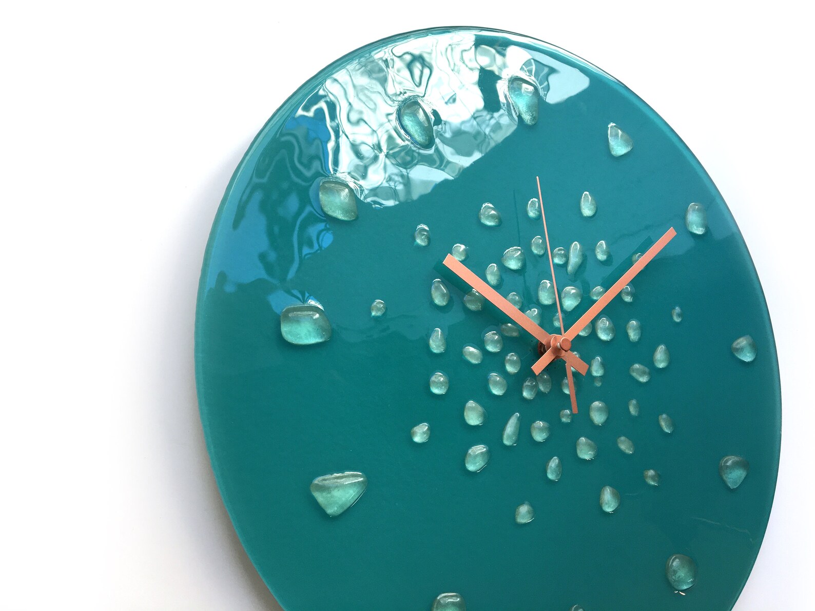 Glow in the Dark Green Wall Clock Recycled Glass Clock Fused Etsy