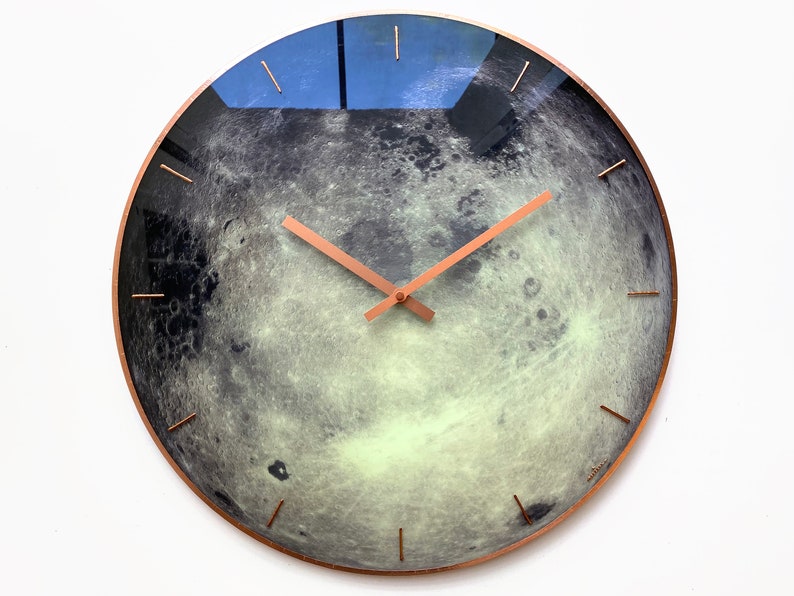 Moon Wall Clock, Moon Glow Clock, Planetary Decor, Glow In The Dark, Large Wall Clock, Space Clock, Cancer Sign, Oversized Clock,Lunar Clock image 6