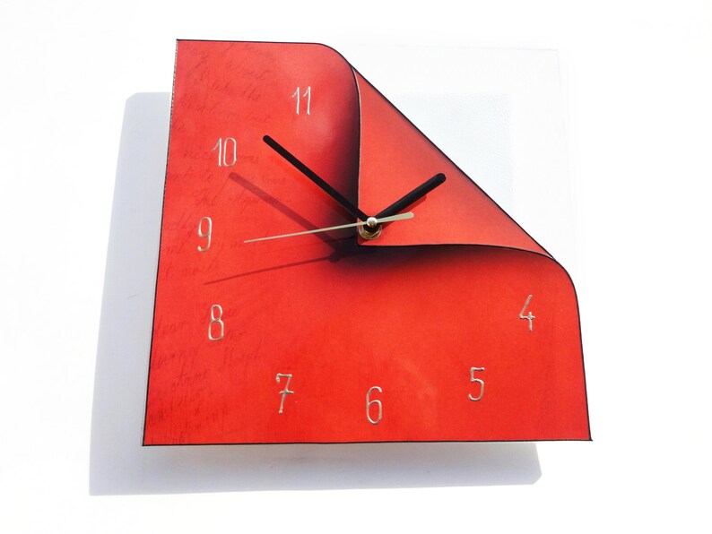 Modern Wall Clock Red Clock Trendy Wall Clock Oversized Etsy