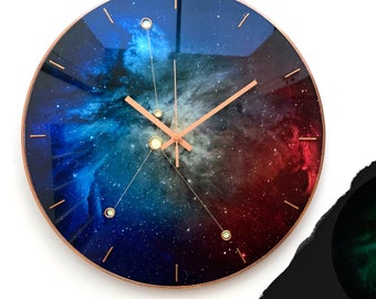 Constelación de Cáncer, Reloj de pared redondo, Reloj negro, Decoración del zodiaco, Reloj de pared oscuro, Reloj de noche, Reloj circular, Brilla en la oscuridad