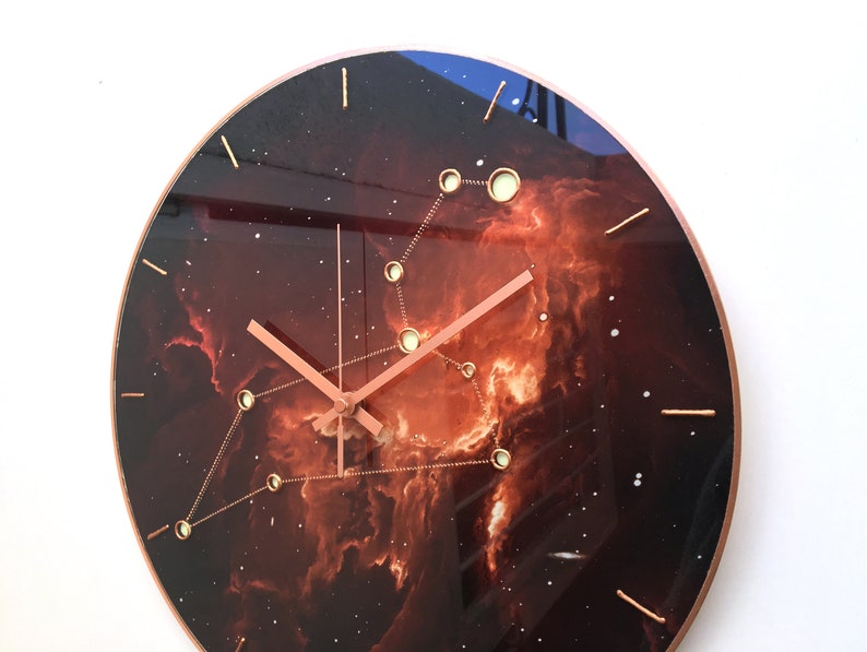 Leo Constellation, Leo Sign Gift, Zodiac Leo, Wall Decor, Dark Clock, Modern Wall Clock, Living Room Clock, Celestial Decor, Big Wall Clock image 5