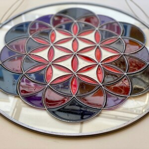 Flower of life, Stained Glass Mandala , Sacred Geometry Art, Stained Glass SUNcatcher, Wall Нanging, Wall Decor, Yoga Gift, Yoga Decoration image 6