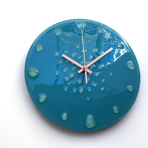 Glow in the Dark Wall Clock, 10 Recycled Glass Clock, Fused Glass Art Clock, Wall Decor, Blue Wall Clock, Nautical Wall Clock, Art Clock image 3