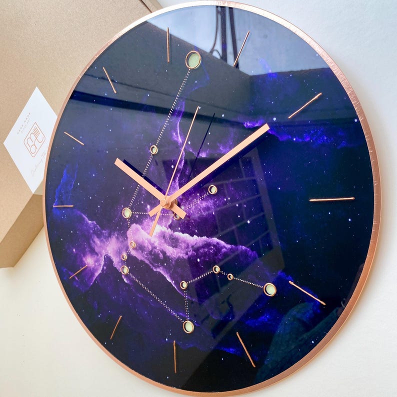 Aquarius Constellation Clock: Glow in the Dark Celestial Astrology Art Decor image 9