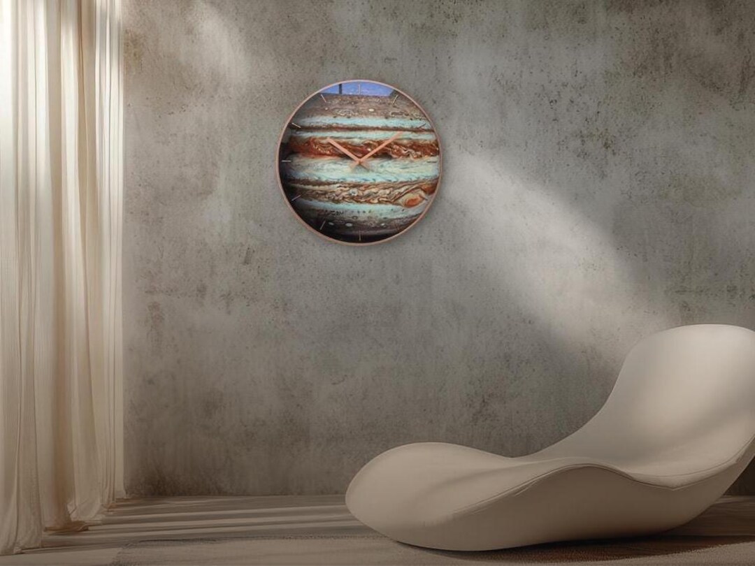 Huge Jupiter Glass Wall Clock: Glow-in-the-dark, Modern Celestial Decor ...