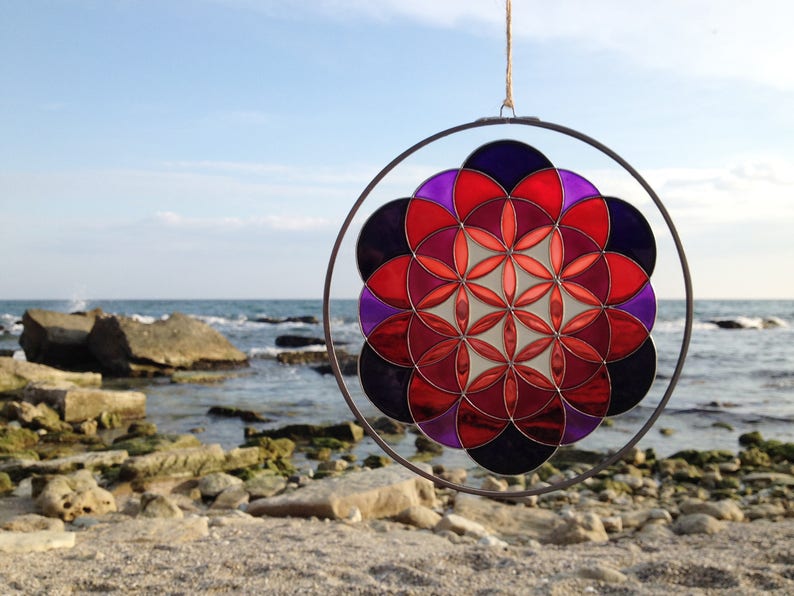 Flower of life, Stained Glass Mandala , Sacred Geometry Art, Stained Glass SUNcatcher, Wall Нanging, Wall Decor, Yoga Gift, Yoga Decoration image 8