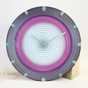 Purple Spiral Glass Wall Clock: Modern Art Home Decor