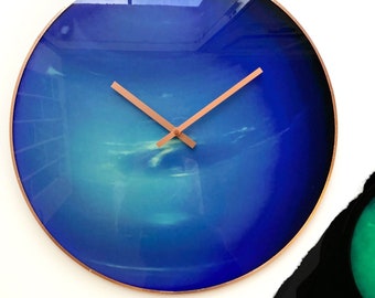 Neptune Wall Clock, Neptune Glow Clock, Glow In The Dark, Planetary Decor, Space Clock, Pisces Sign, Large Wall Clock, Oversized Clock