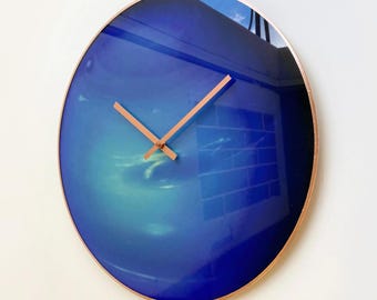 Neptune Glow Blue Wall Clock • Large Planetary and Astrology Celestial Decor, Nautical Coastal Art