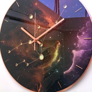 Virgo Sign Gift, Glow In The Dark, Celestial Sky Clock, Wall Clock, Astrology Clock, Steampunk Clock, Space Art, Space Decor, Silent Clock image 6