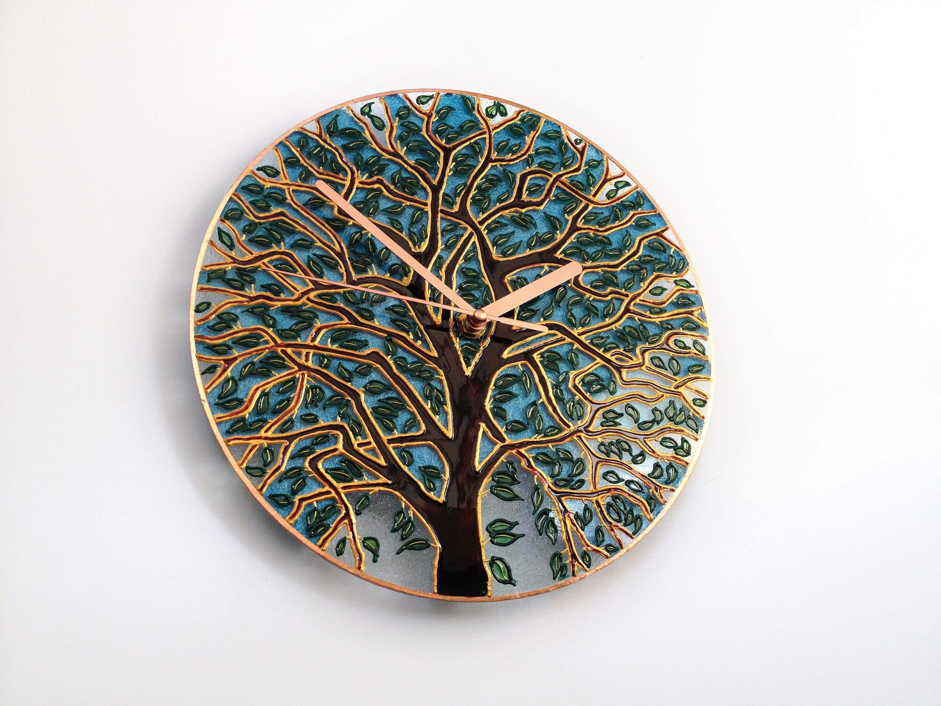 Big Wall Clock Modern Stained Glass Steampunk Wall Clock Etsy