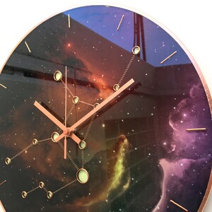Virgo Sign Gift, Glow In The Dark, Celestial Sky Clock, Wall Clock, Astrology Clock, Steampunk Clock, Space Art, Space Decor, Silent Clock image 4