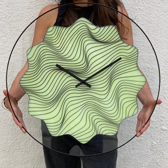 Hand-Painted Magic Waves Clock: Glow in the Dark Unusual Wall Clocks