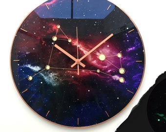 Aries Sign, Aries Gift, Celestial Clock, Stars Wall Clock, Constellation Decor, Glow In The Dark, Cosmos Decor, Gift For Him, Dark Clock