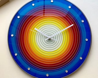 Glass Wall Clock, Spiral Wall Clock, Oversized Wall Clock, Unique Wall Clock, Big Oval, Contemporary Wall Clock, Unusual Clock, Silent Clock
