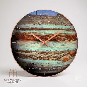 Jupiter glass wall clock gift ready handmade celestial decor for astronomy lovers and unique home gifts