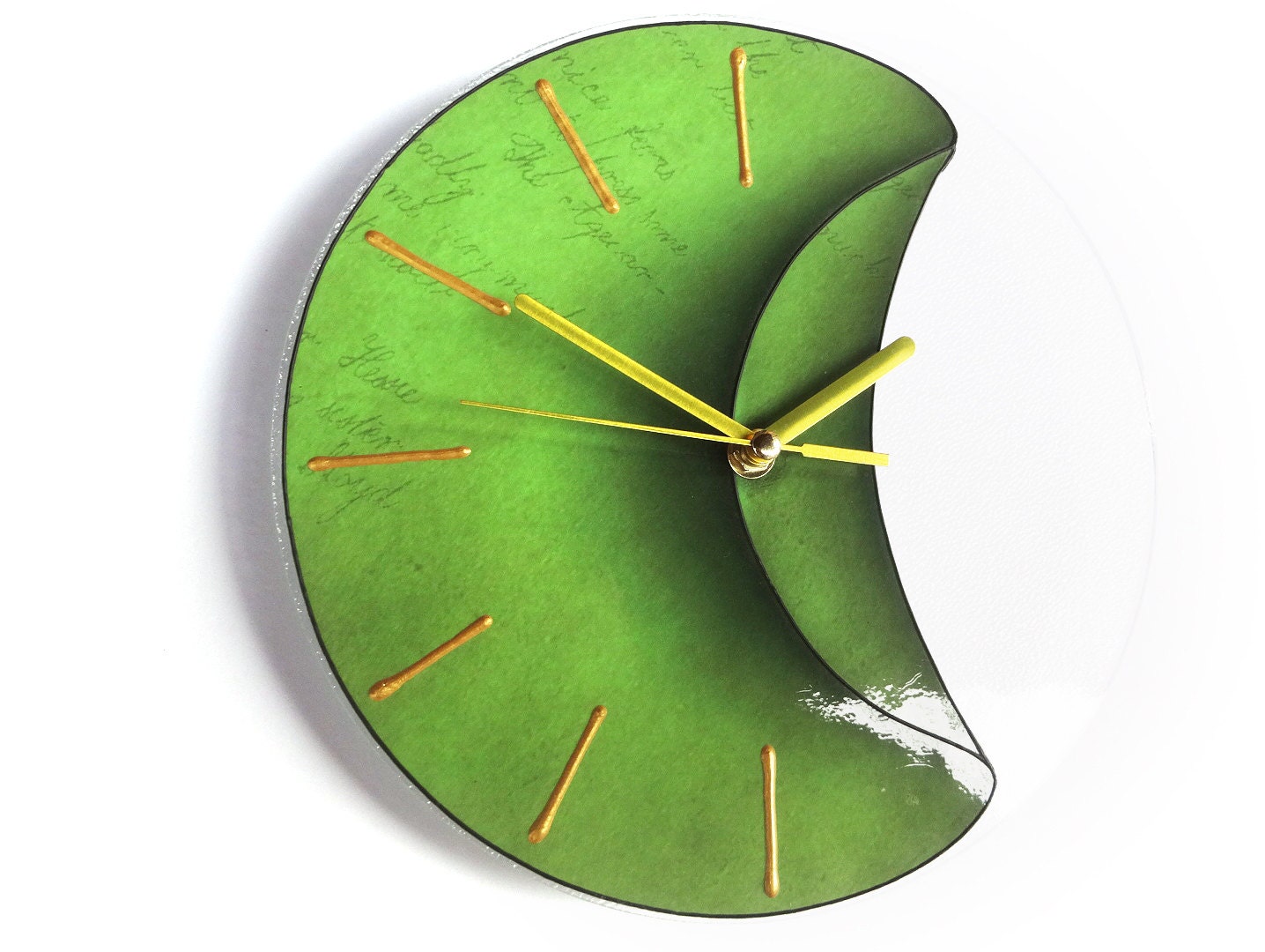 Small Wall Clock Green Clock Green Decor Silent Clock Etsy