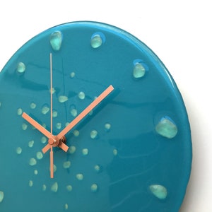 Glow in the Dark Wall Clock, 10 Recycled Glass Clock, Fused Glass Art Clock, Wall Decor, Blue Wall Clock, Nautical Wall Clock, Art Clock image 5